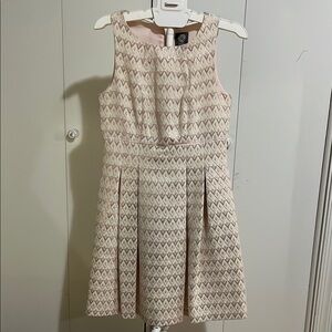 Vince Camuto Cream and Pink Patterned Dress